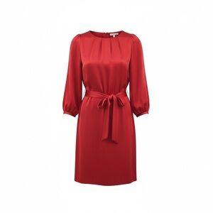 Ann Taylor Vibrant Red Long Sleeve Satin Mini Dress